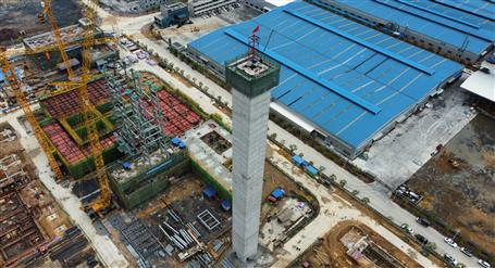 80米高煙囪、提前14天封頂！